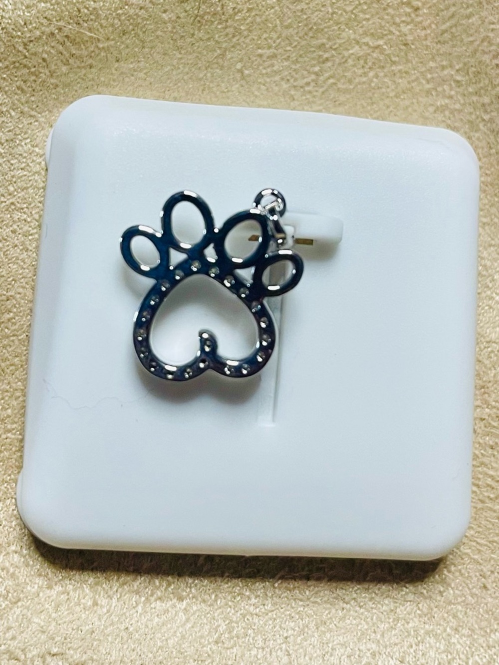 Moissanite 925 Silver Paw Print Pendant - Picture 2 of 6